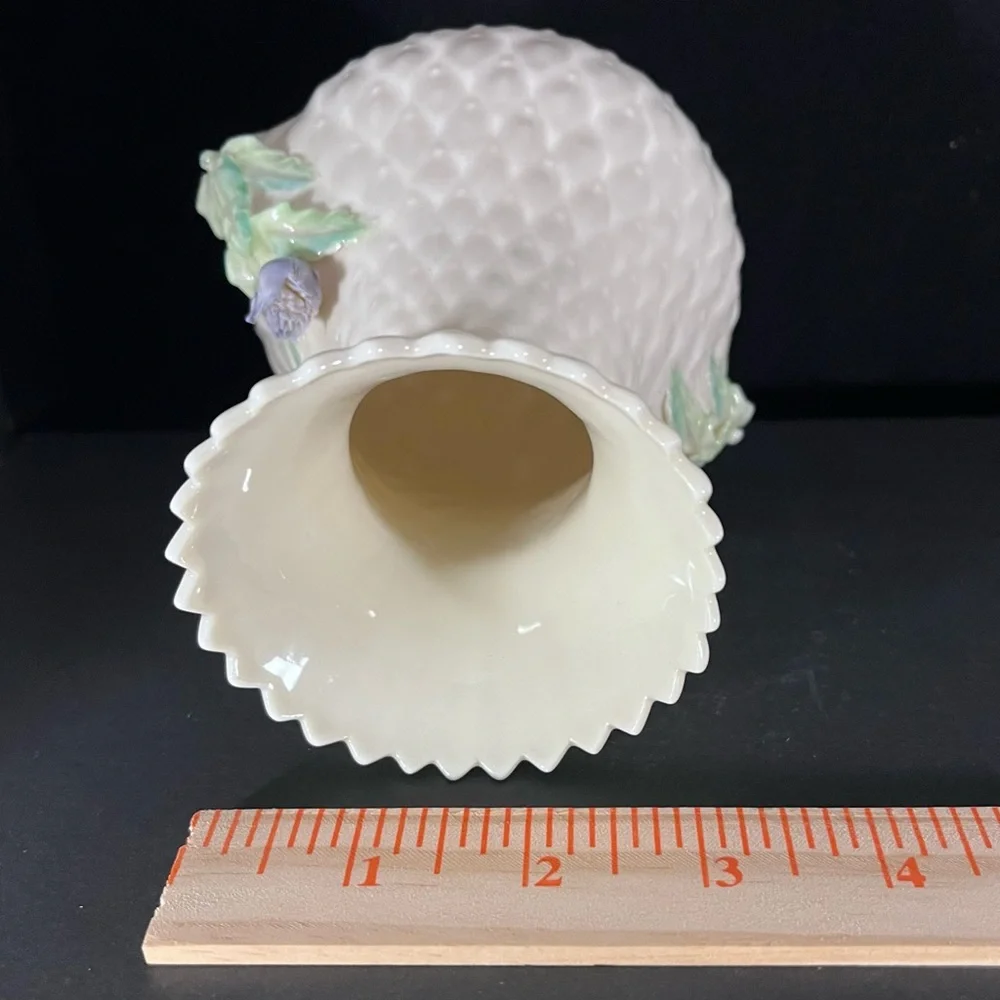 Vintage Ireland 7th Mark 80’s Belleek Blue‎ Floral Thistle Top Vase 5” H